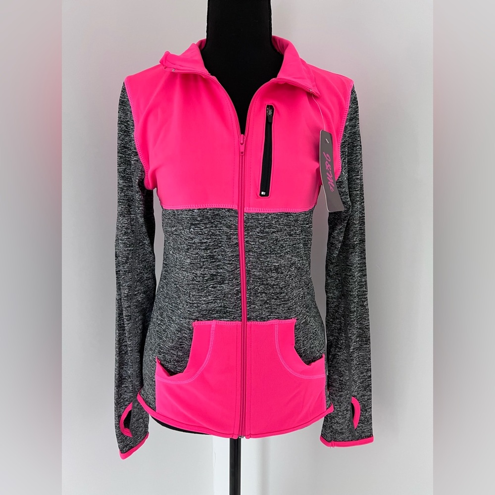 New Women’s Pink/Gray active zip jacket
